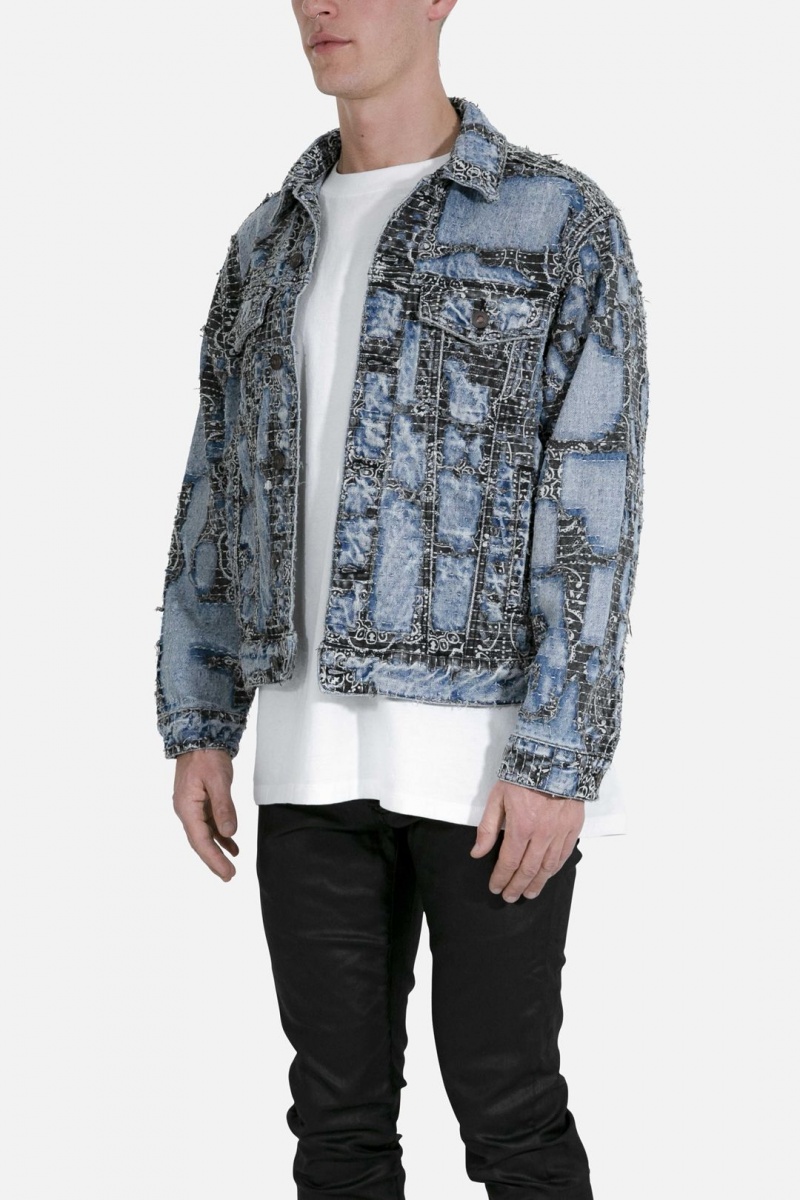 Mnml Boro Paisley Trucker Jacket Jackets Blue/Black | NH90-P8UO