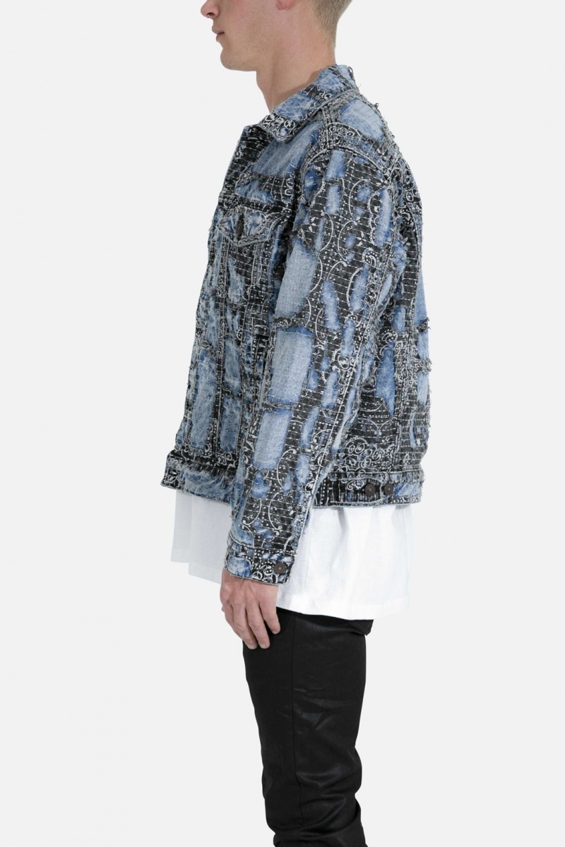 Mnml Boro Paisley Trucker Jacket Jackets Blue/Black | NH90-P8UO