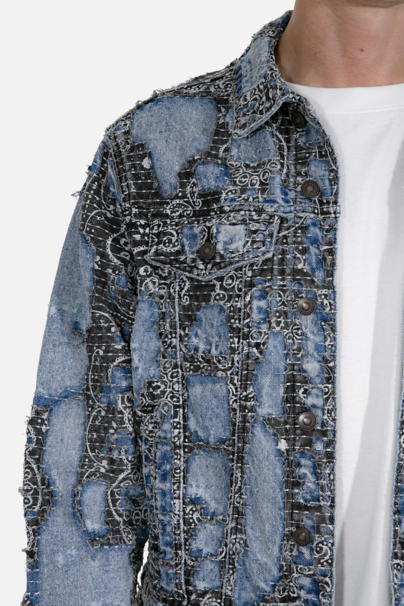 Mnml Boro Paisley Trucker Jacket Jackets Blue/Black | NH90-P8UO