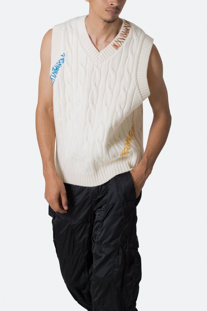 Mnml Cable Knit Vest Sweatshirts Off White | OZ49-S9QZ