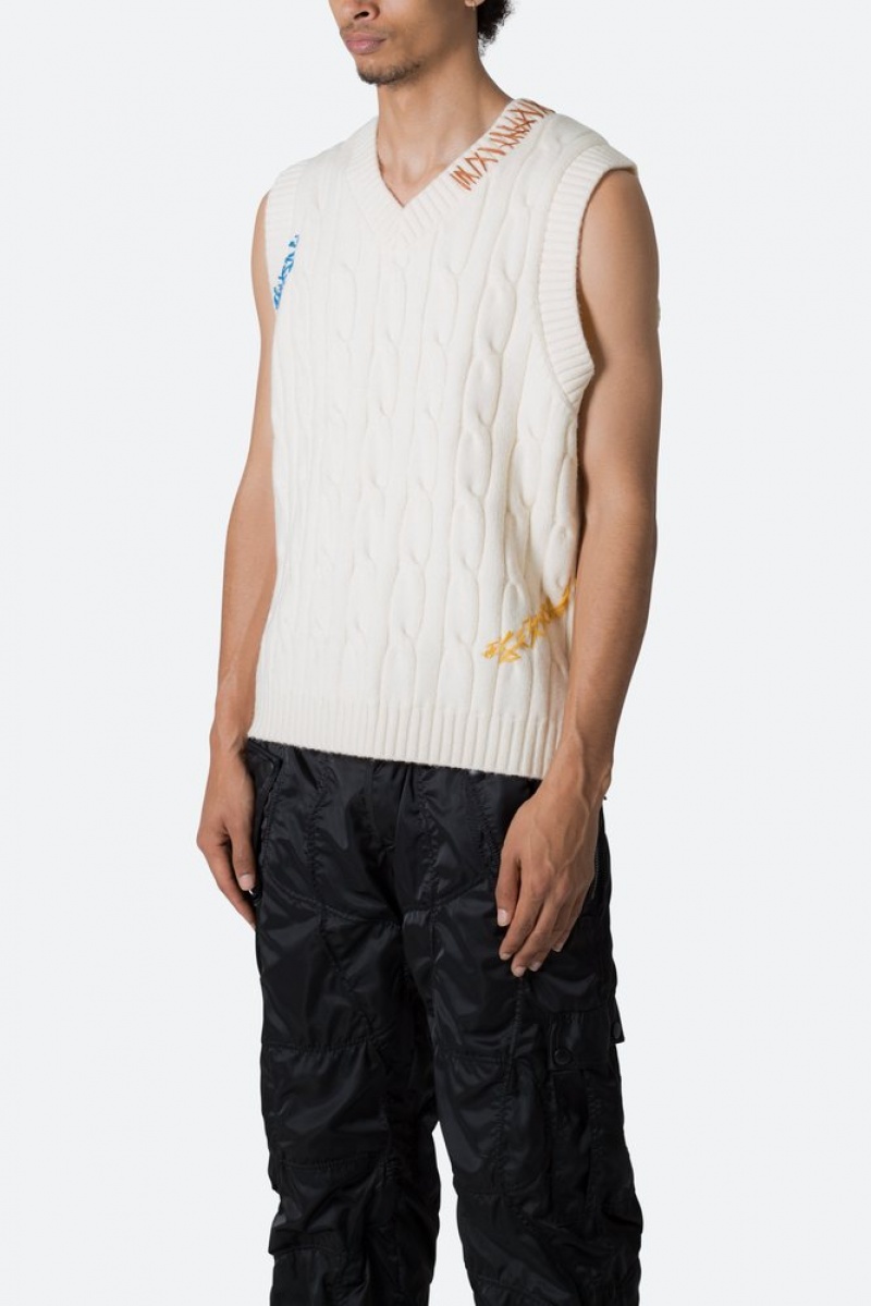 Mnml Cable Knit Vest Sweatshirts Off White | OZ49-S9QZ