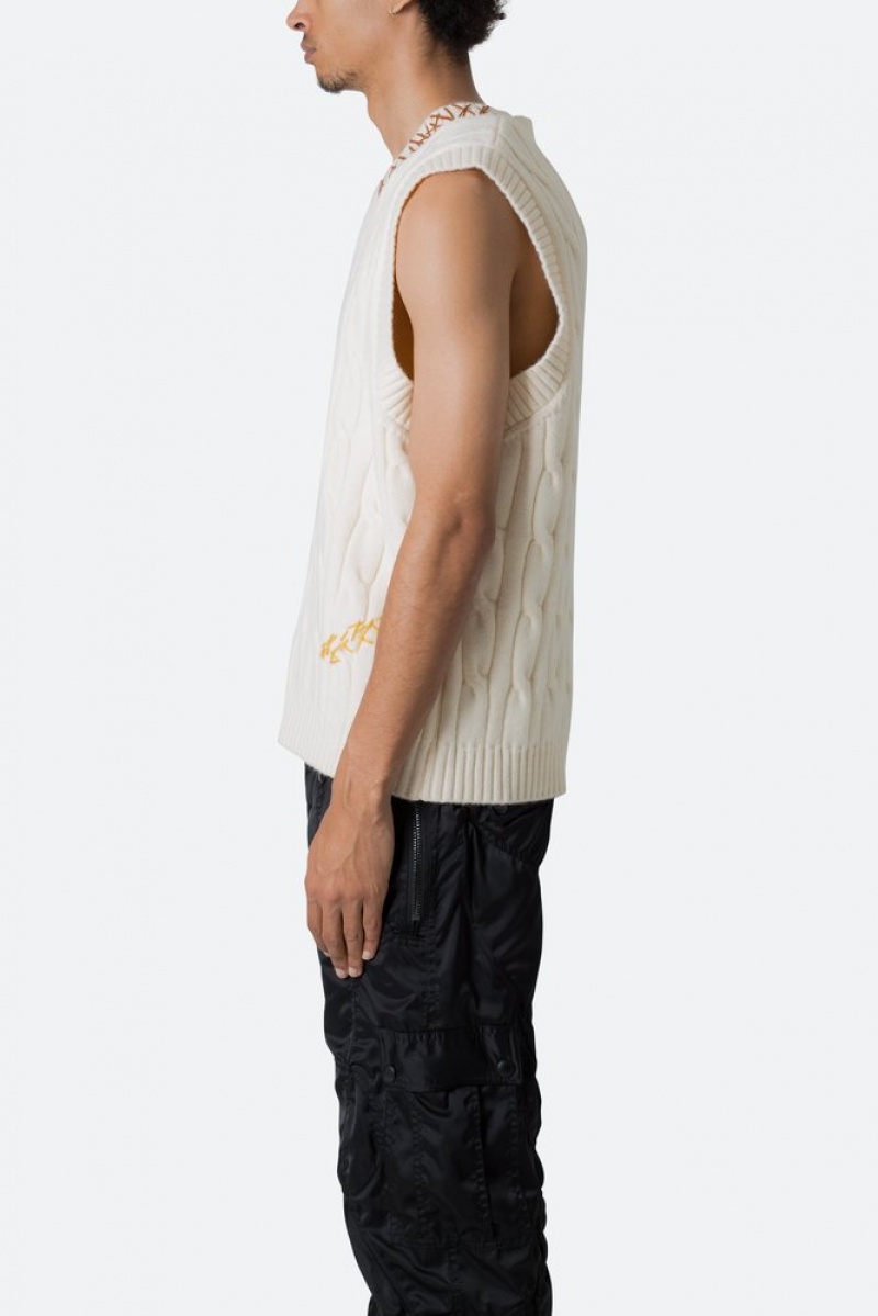 Mnml Cable Knit Vest Sweatshirts Off White | OZ49-S9QZ