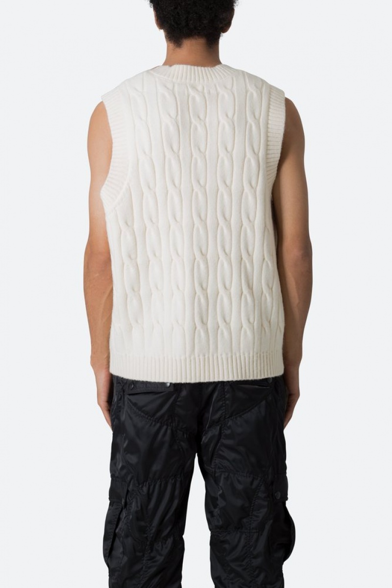 Mnml Cable Knit Vest Sweatshirts Off White | OZ49-S9QZ