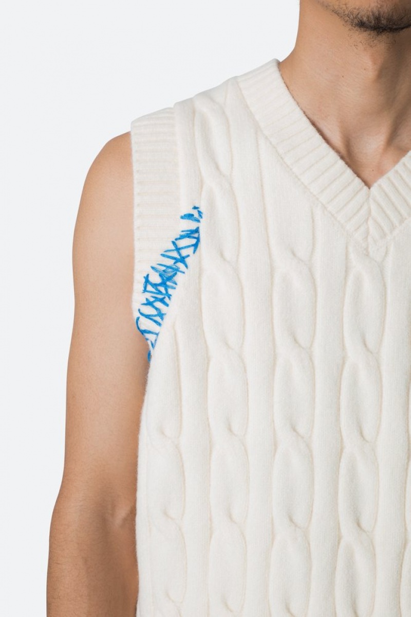 Mnml Cable Knit Vest Sweatshirts Off White | OZ49-S9QZ