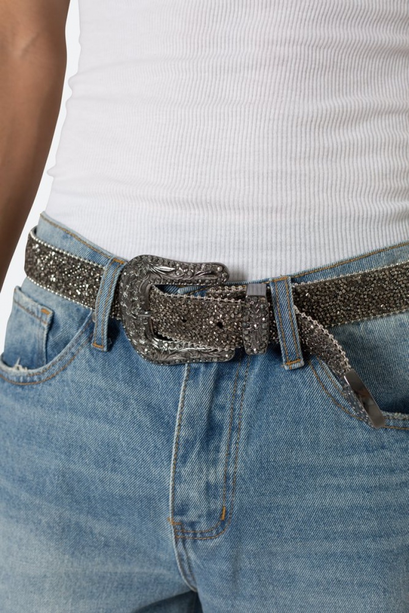 Mnml Caviar Crystal Belt Belts Black | JH23-X7BP