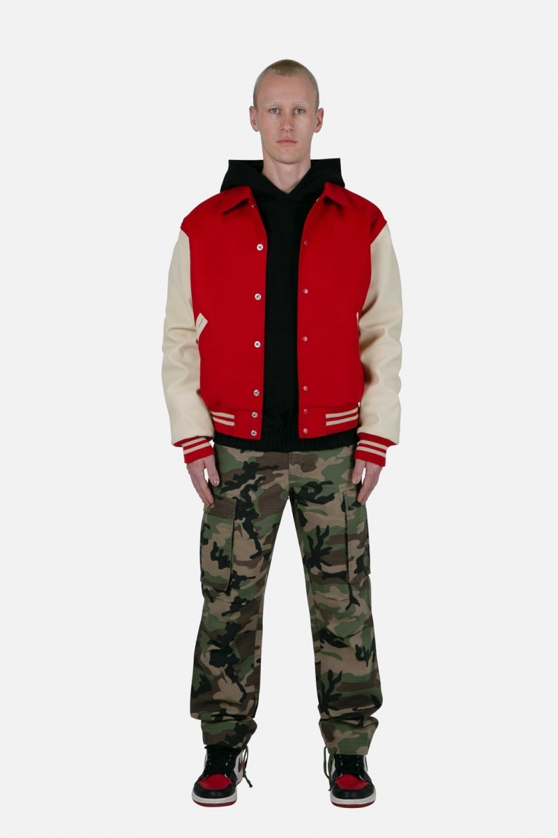 Mnml Collared Varsity Jacket Jackets Red/White | ZT22-F7EL