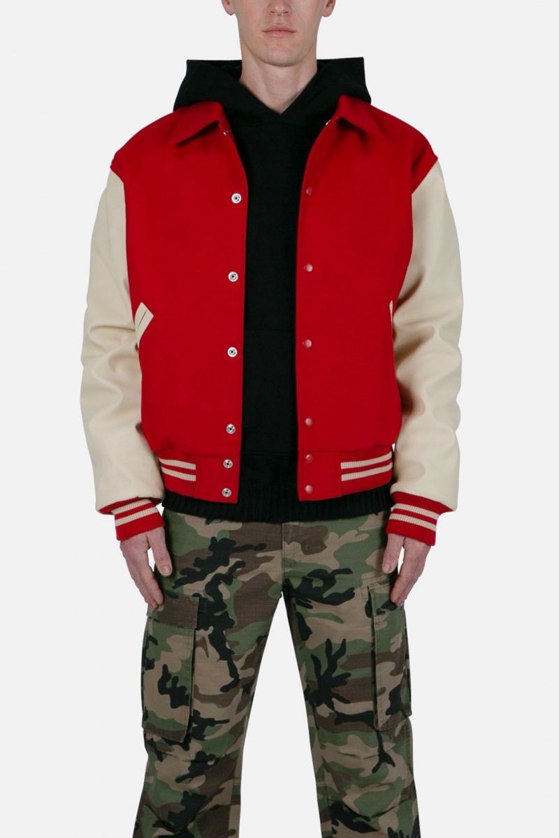 Mnml Collared Varsity Jacket Jackets Red/White | ZT22-F7EL