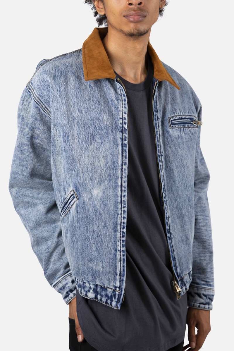 Mnml Collared Work Jacket Jackets Blue | FQ53-N2AF