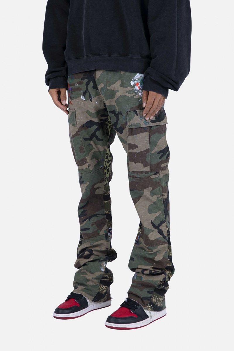 Mnml Contrast Bootcut Cargo Pants Jeans Woodland Camo | FS60-F8VY