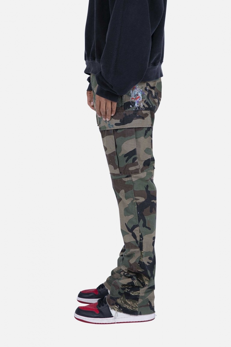 Mnml Contrast Bootcut Cargo Pants Jeans Woodland Camo | FS60-F8VY