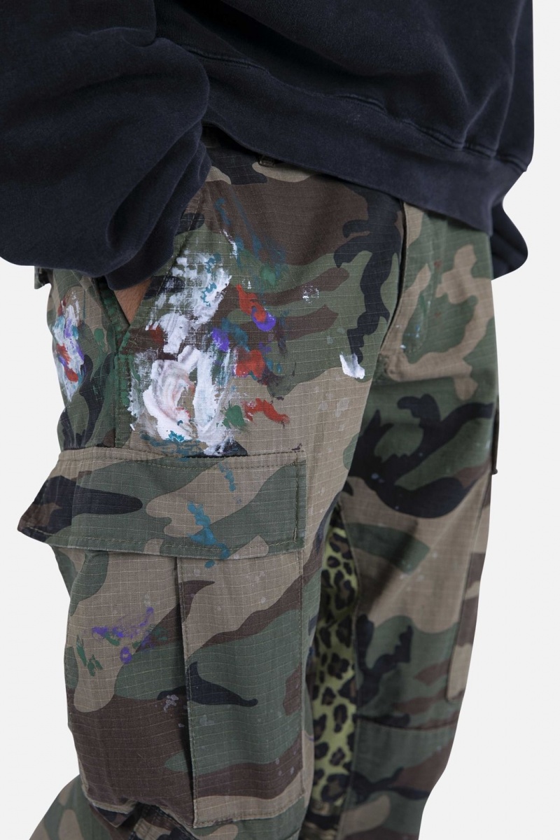 Mnml Contrast Bootcut Cargo Pants Jeans Woodland Camo | FS60-F8VY