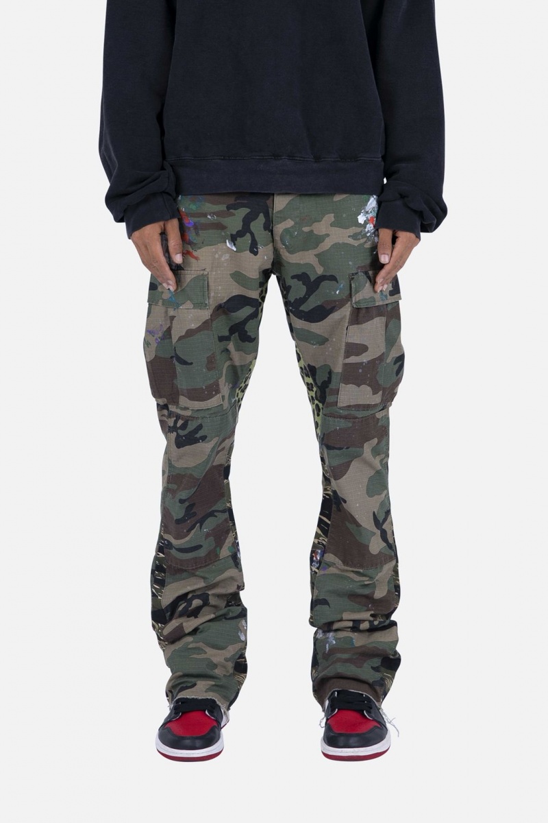 Mnml Contrast Bootcut Cargo Pants Jeans Woodland Camo | FS60-F8VY