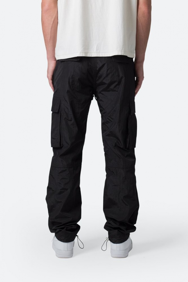 Mnml Crinkle Cargo Pants Baggy Denim Black | OO37-L5UN