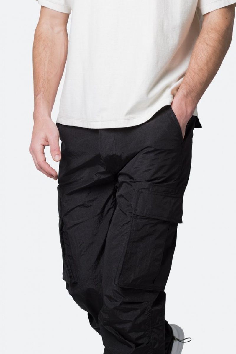 Mnml Crinkle Cargo Pants Baggy Denim Black | OO37-L5UN