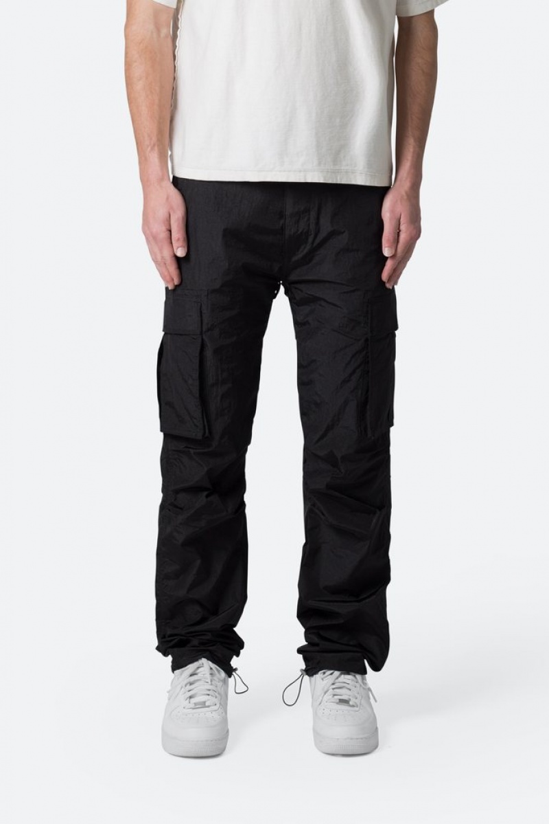 Mnml Crinkle Cargo Pants Baggy Denim Black | OO37-L5UN