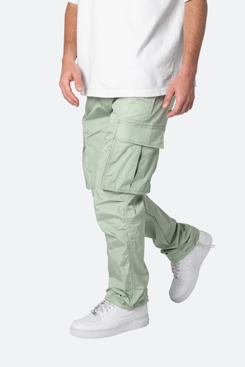 Mnml Crinkle Cargo Pants Baggy Denim Green | ER65-I0WK