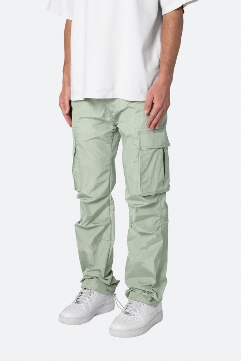 Mnml Crinkle Cargo Pants Baggy Denim Green | ER65-I0WK