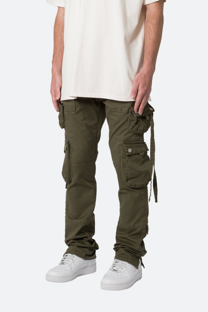 Mnml D152 Cargo Pants Straight Denim Olive | VO34-O0MT