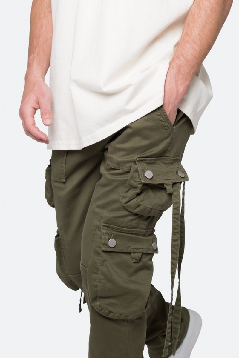 Mnml D152 Cargo Pants Straight Denim Olive | VO34-O0MT