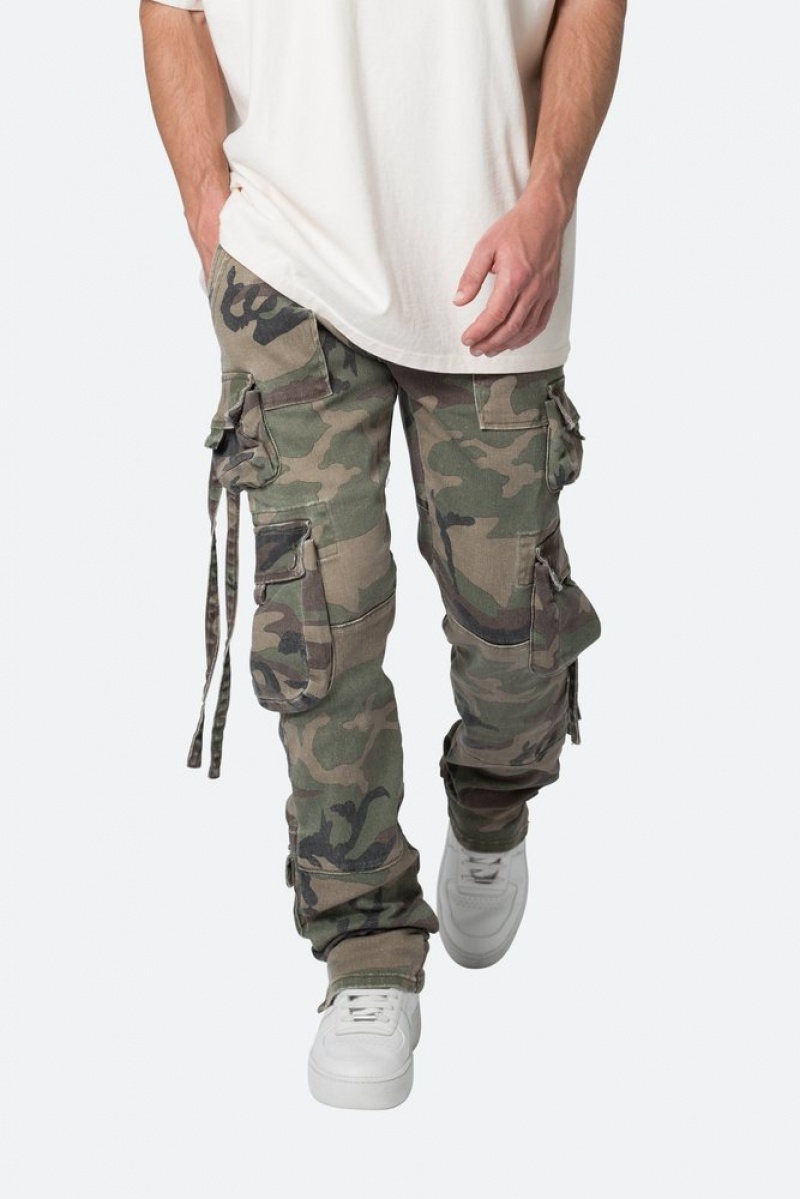 Mnml D152 Cargo Pants Straight Denim Woodland Camo | UJ06-I8EA