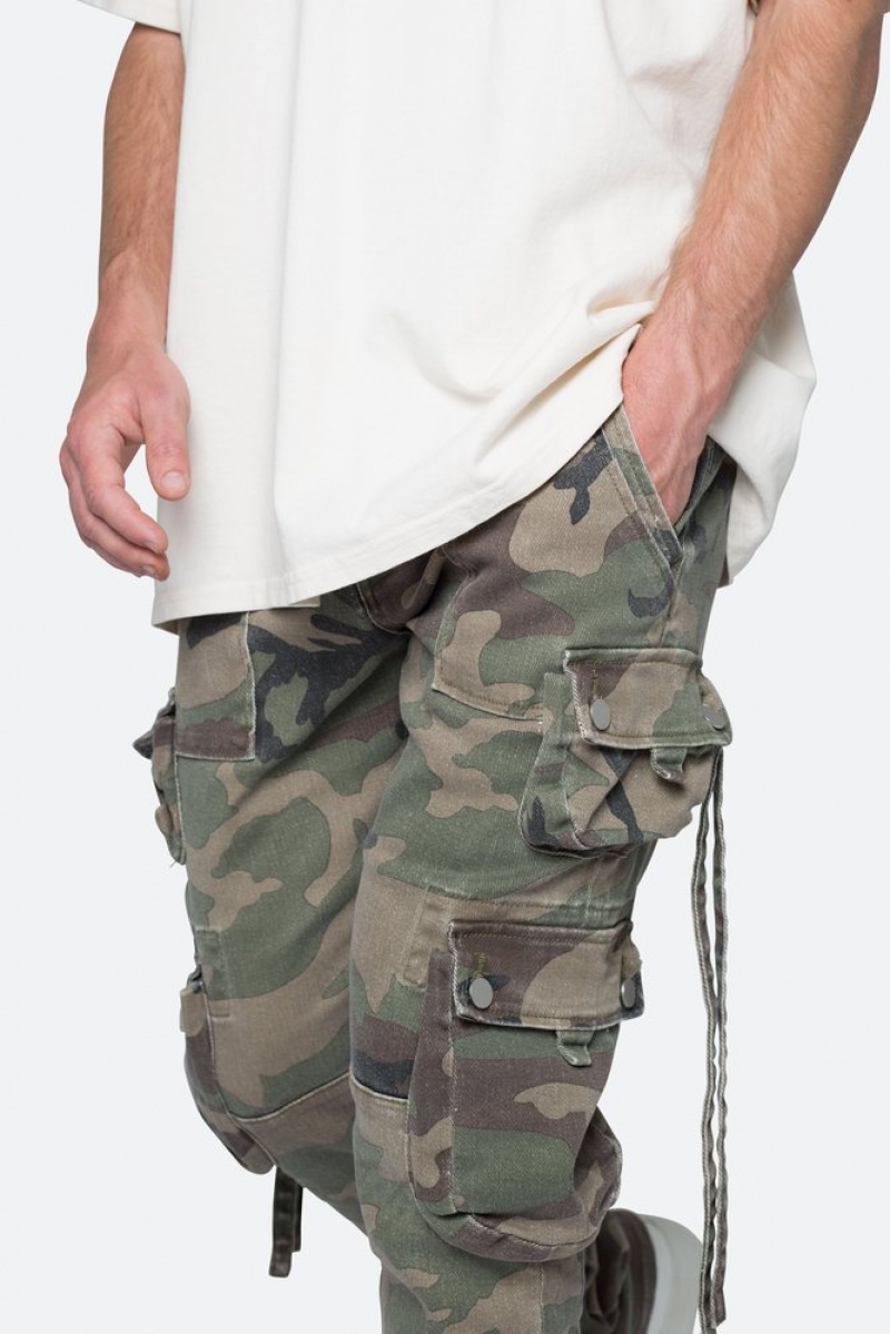 Mnml D152 Cargo Pants Straight Denim Woodland Camo | UJ06-I8EA