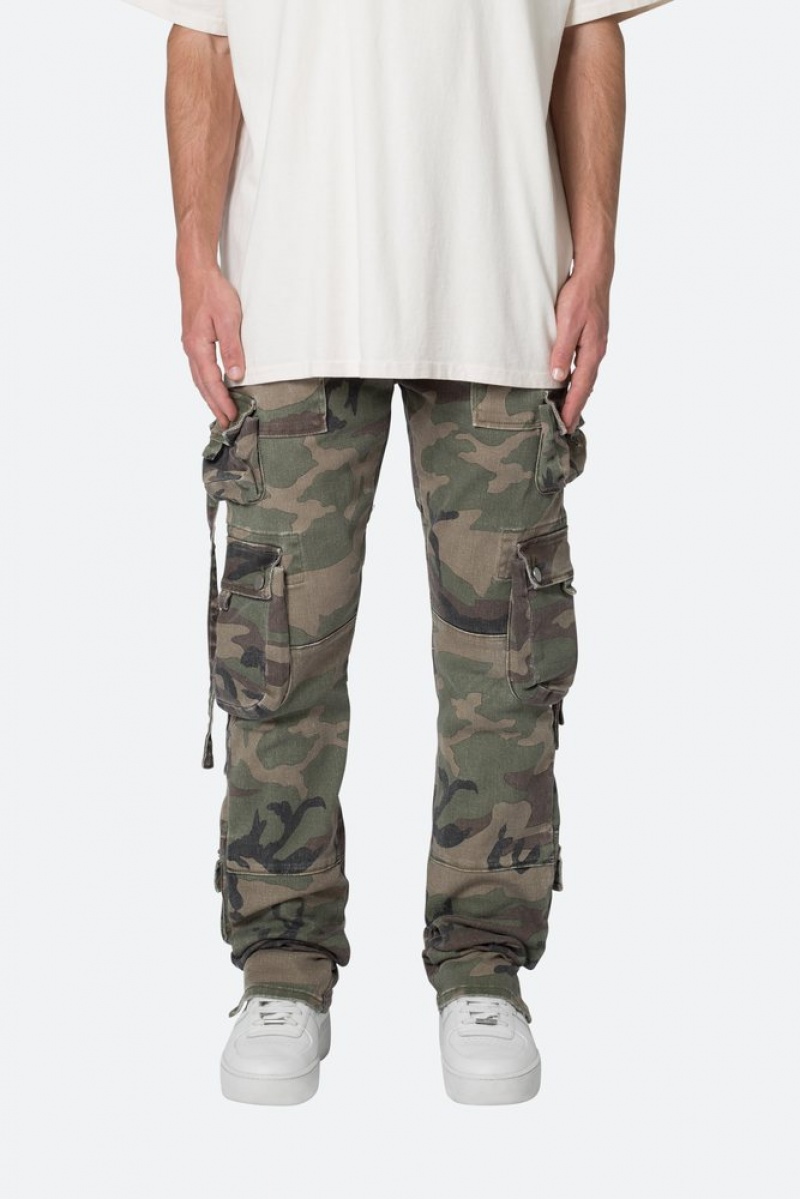 Mnml D152 Cargo Pants Straight Denim Woodland Camo | UJ06-I8EA