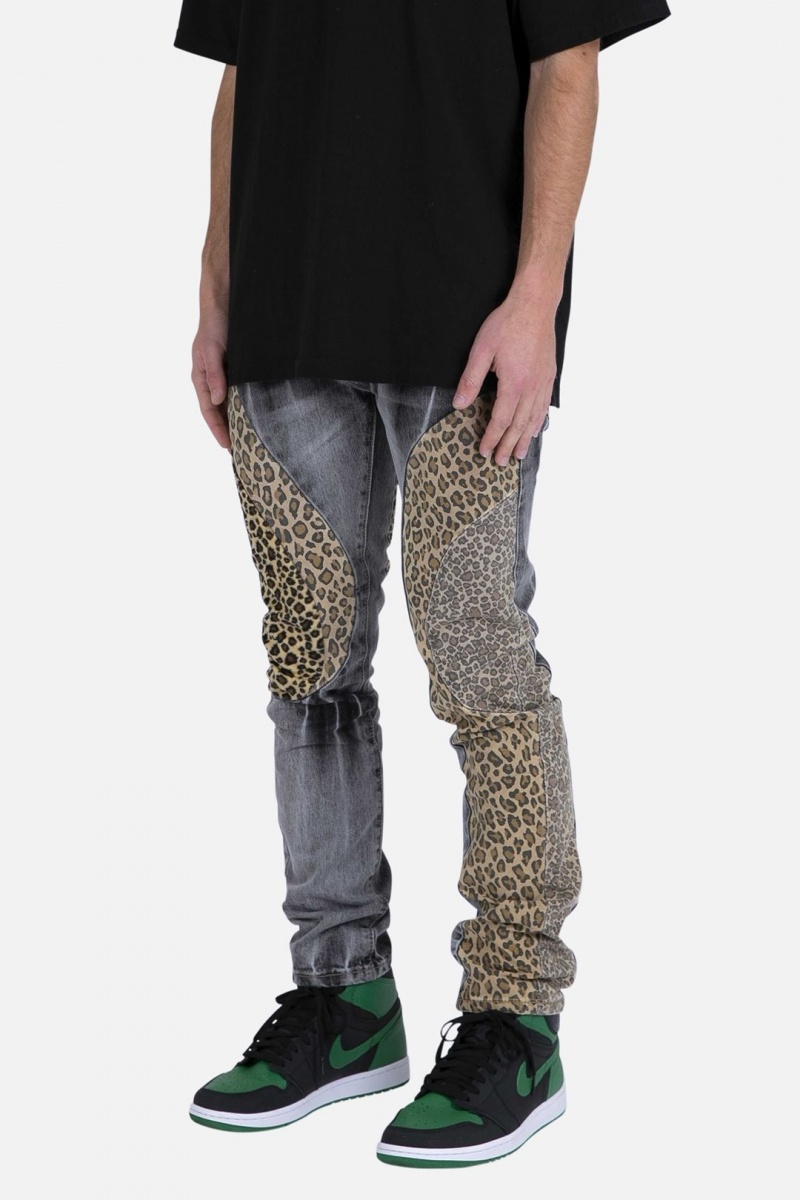 Mnml D422 Leopard Straight Denim Straight Denim Black/Brown | BK34-I6DN