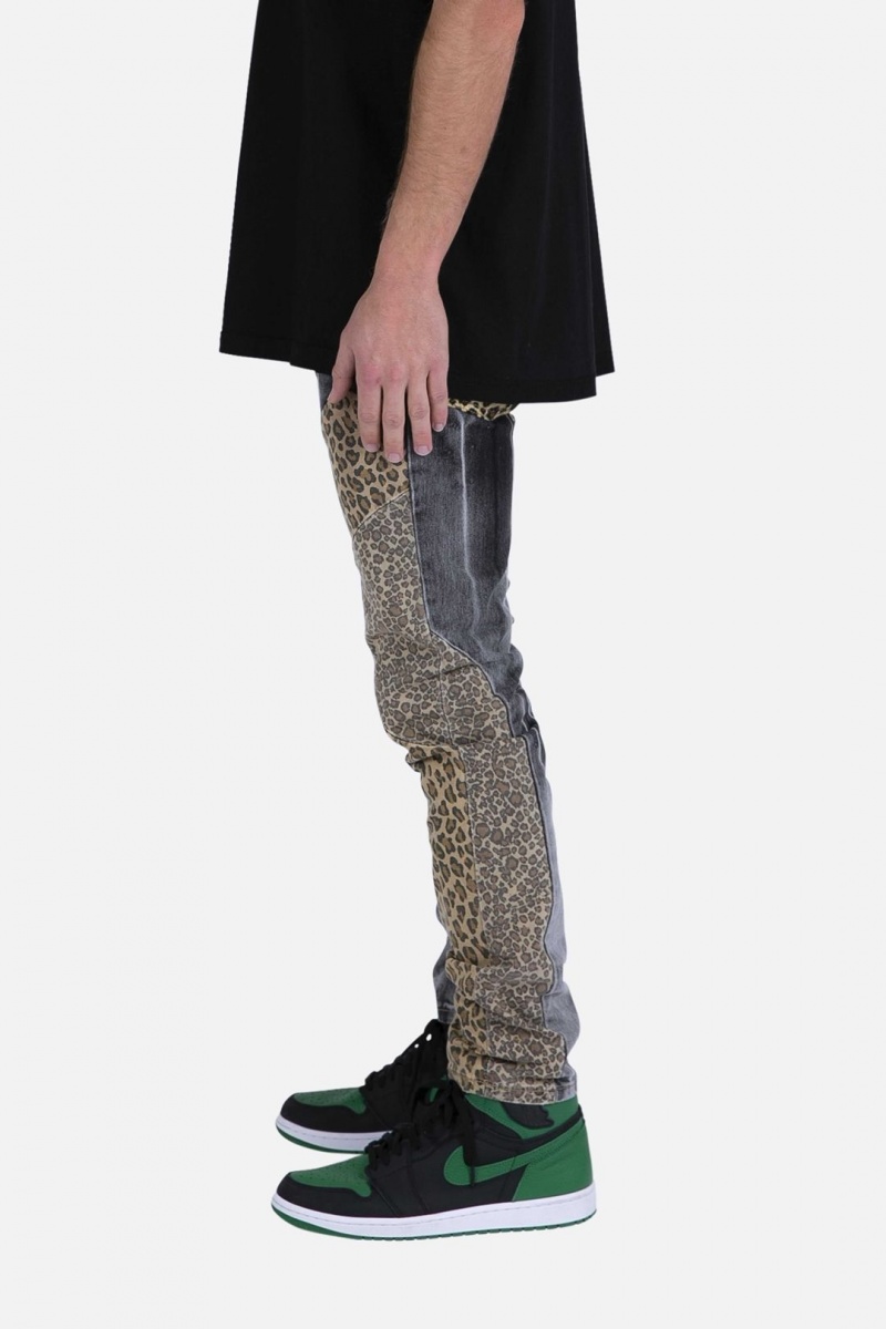 Mnml D422 Leopard Straight Denim Straight Denim Black/Brown | BK34-I6DN