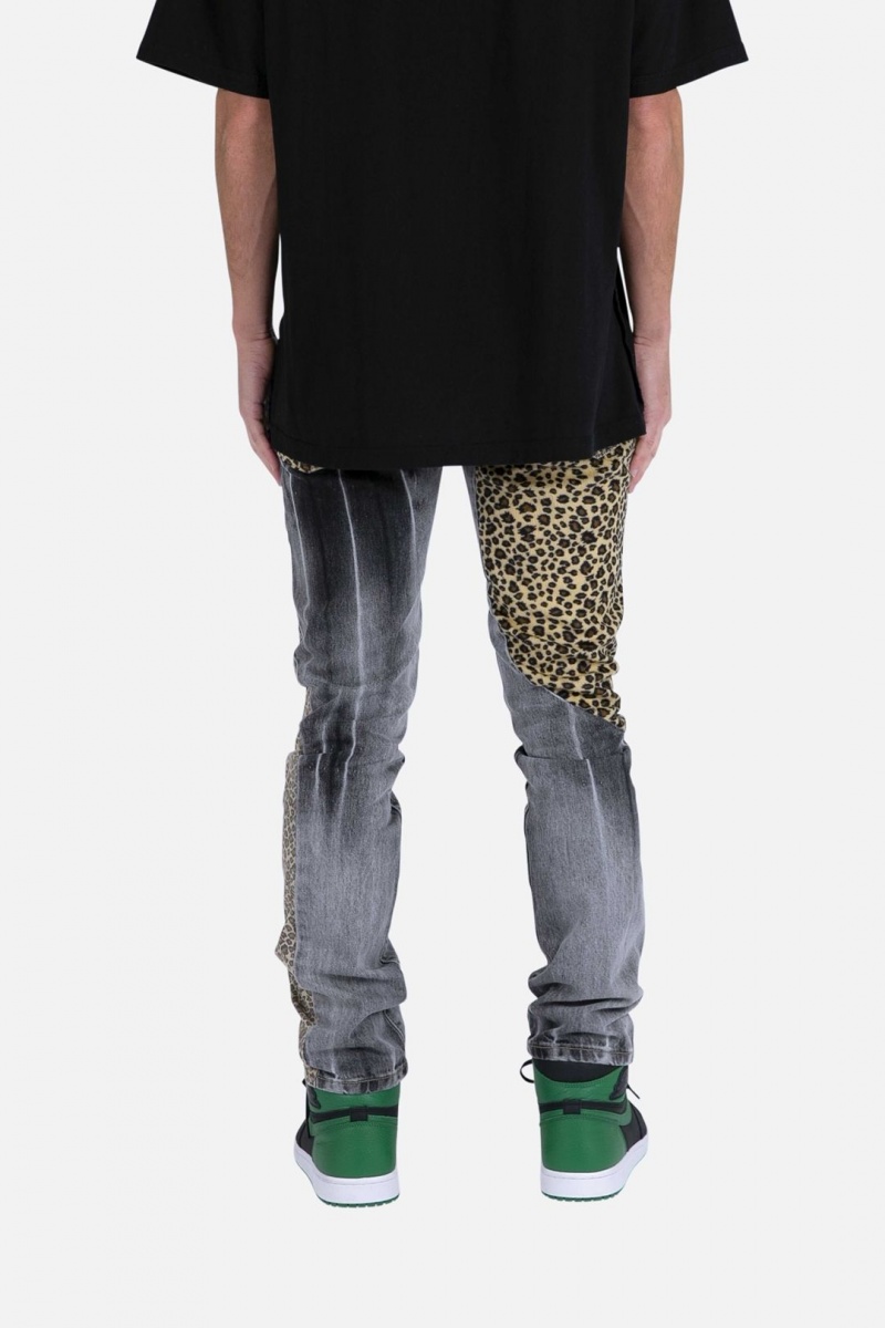 Mnml D422 Leopard Straight Denim Straight Denim Black/Brown | BK34-I6DN