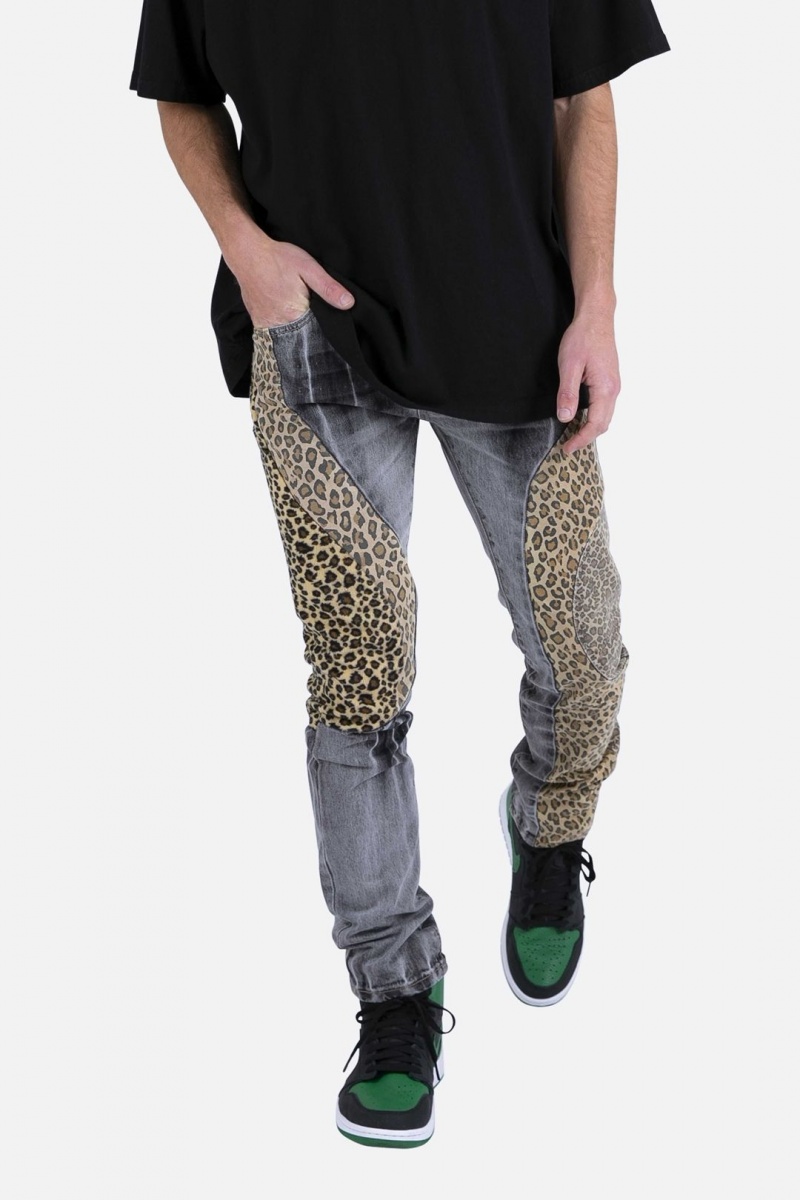 Mnml D422 Leopard Straight Denim Straight Denim Black/Brown | BK34-I6DN