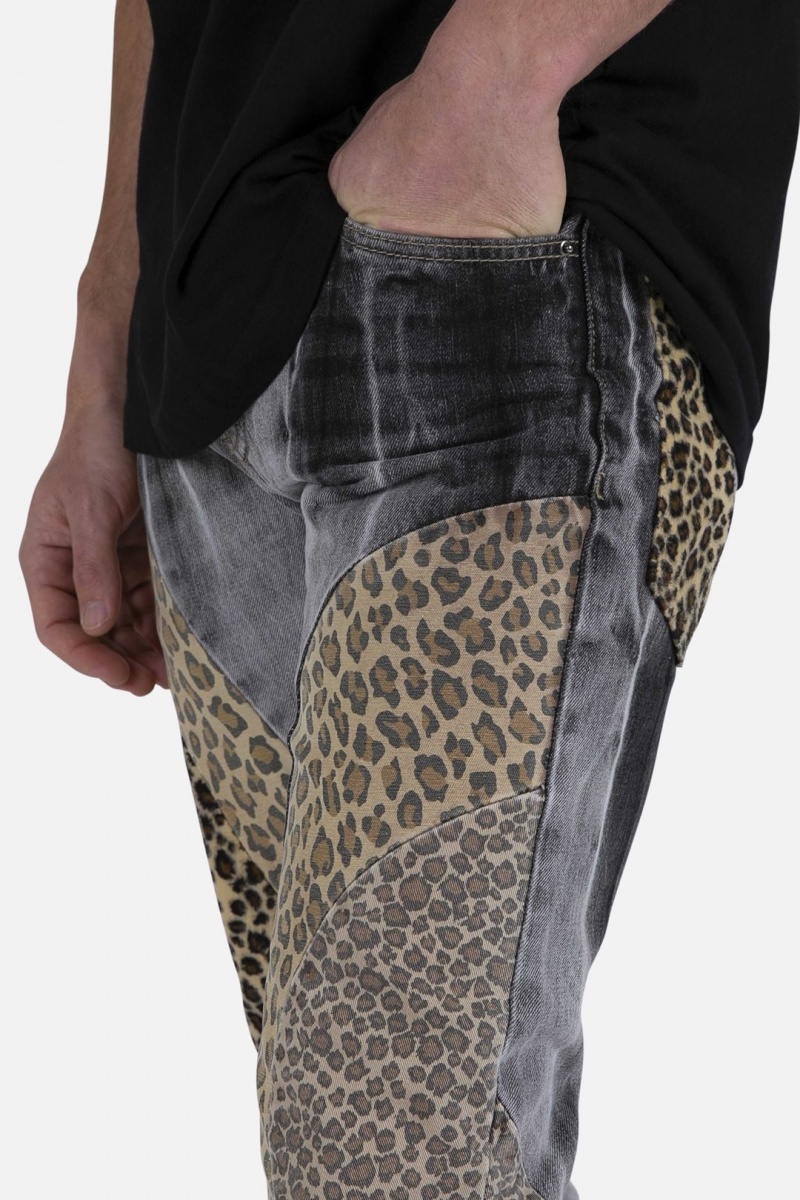 Mnml D422 Leopard Straight Denim Straight Denim Black/Brown | BK34-I6DN