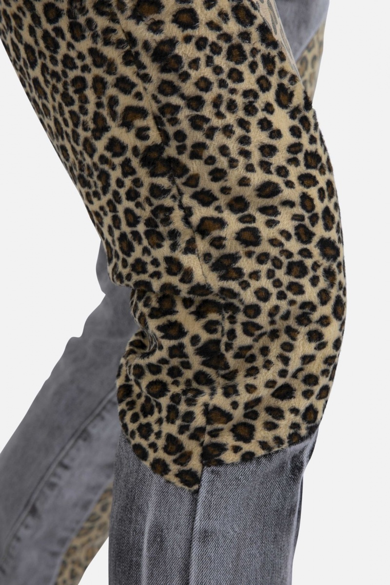 Mnml D422 Leopard Straight Denim Straight Denim Black/Brown | BK34-I6DN