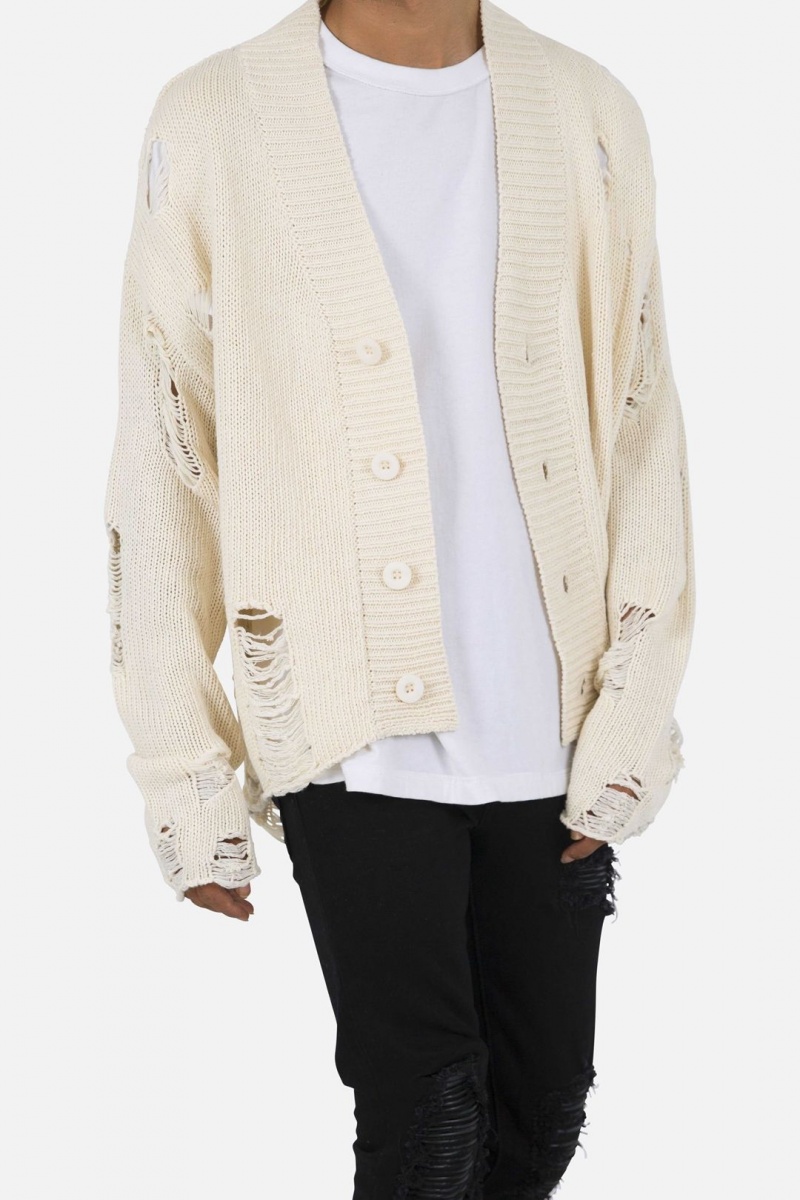 Mnml Distressed Cardigan Sweatshirts Off White | RF86-R0PM