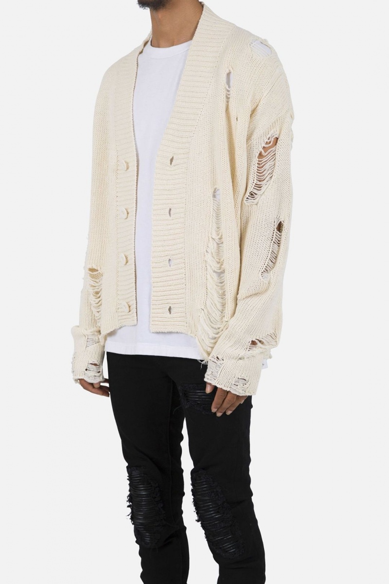 Mnml Distressed Cardigan Sweatshirts Off White | RF86-R0PM