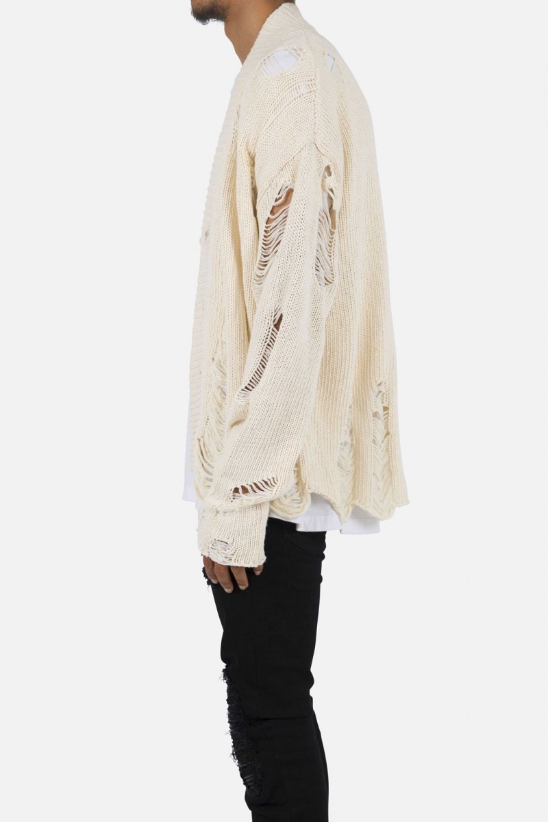 Mnml Distressed Cardigan Sweatshirts Off White | RF86-R0PM