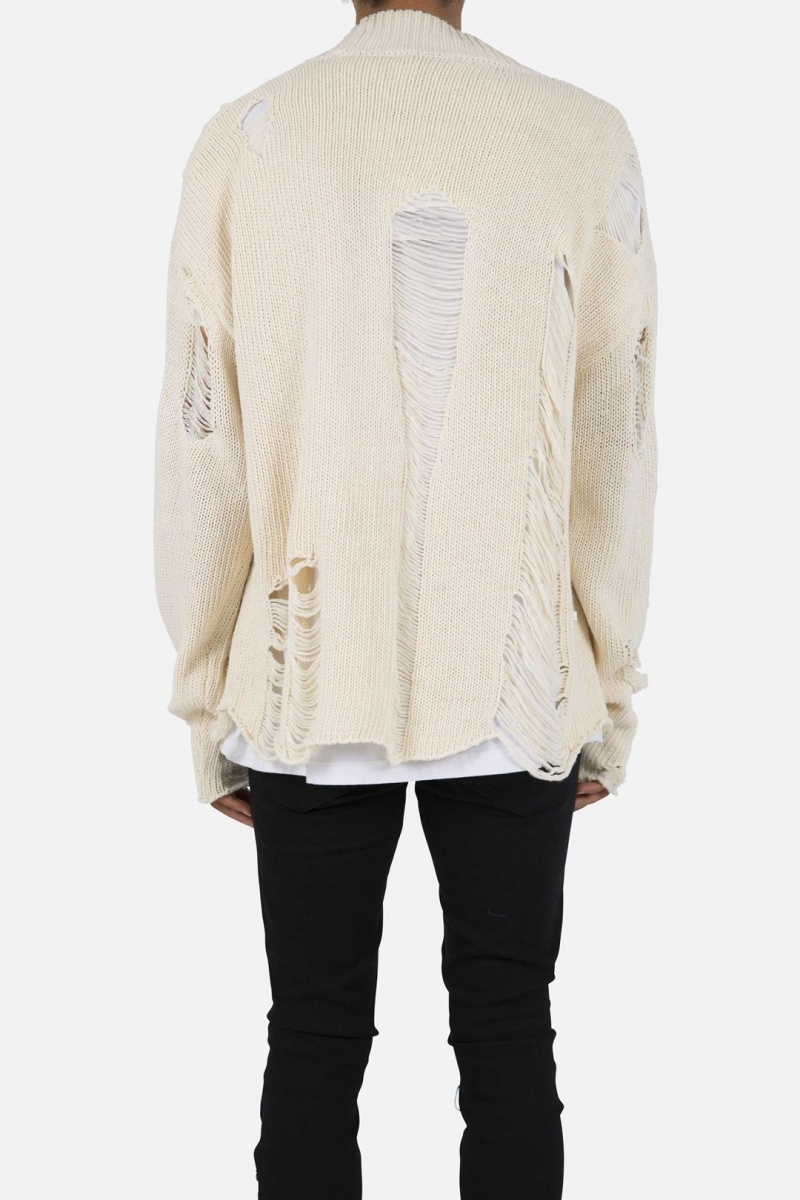 Mnml Distressed Cardigan Sweatshirts Off White | RF86-R0PM