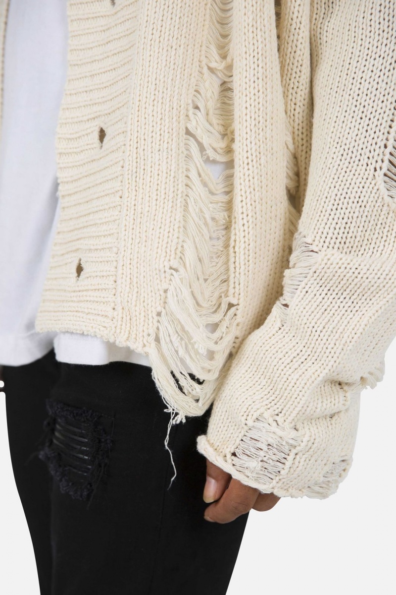 Mnml Distressed Cardigan Sweatshirts Off White | RF86-R0PM