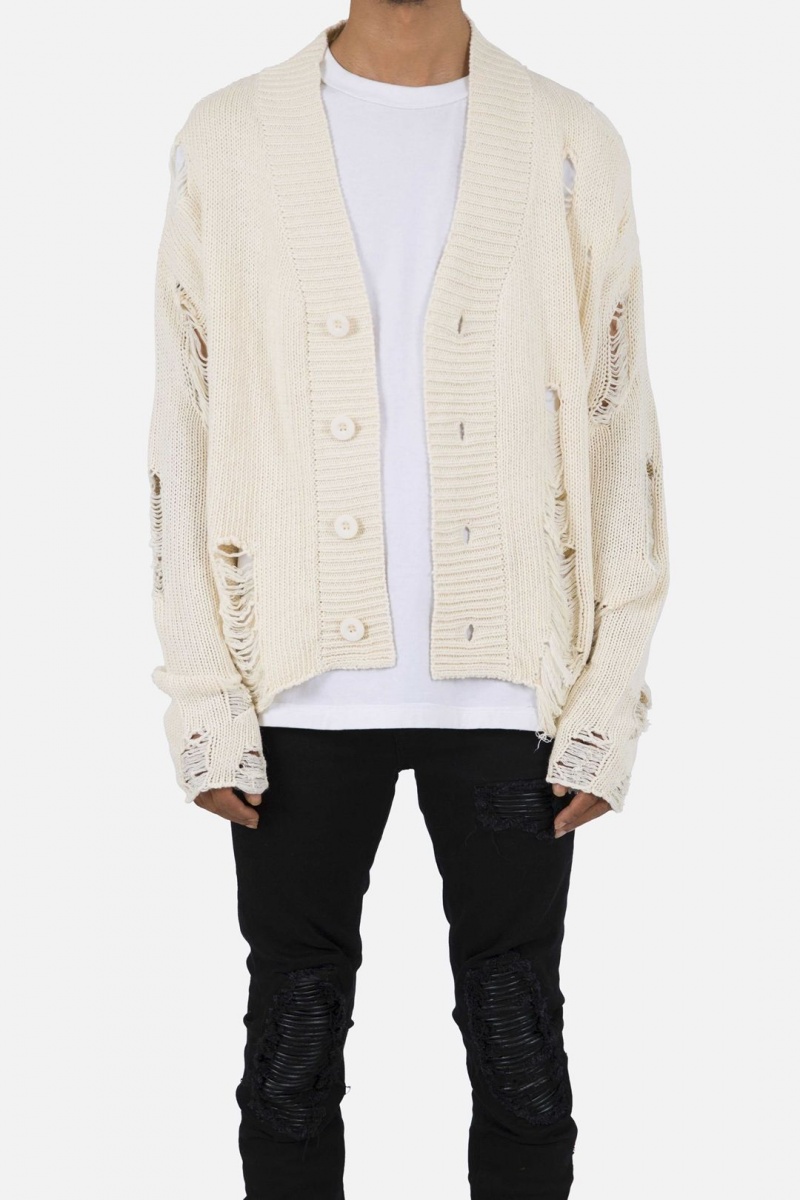 Mnml Distressed Cardigan Sweatshirts Off White | RF86-R0PM