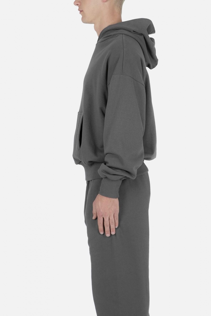 Mnml Double Layer Hoodie Sweatshirts Charcoal Grey | QK54-T9JR