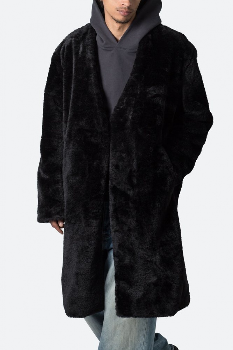 Mnml Faux Fur Coat Jackets Black | XH26-C1DH