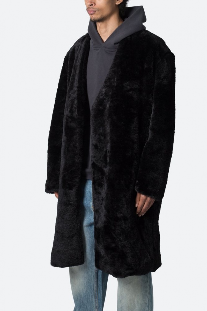 Mnml Faux Fur Coat Jackets Black | XH26-C1DH