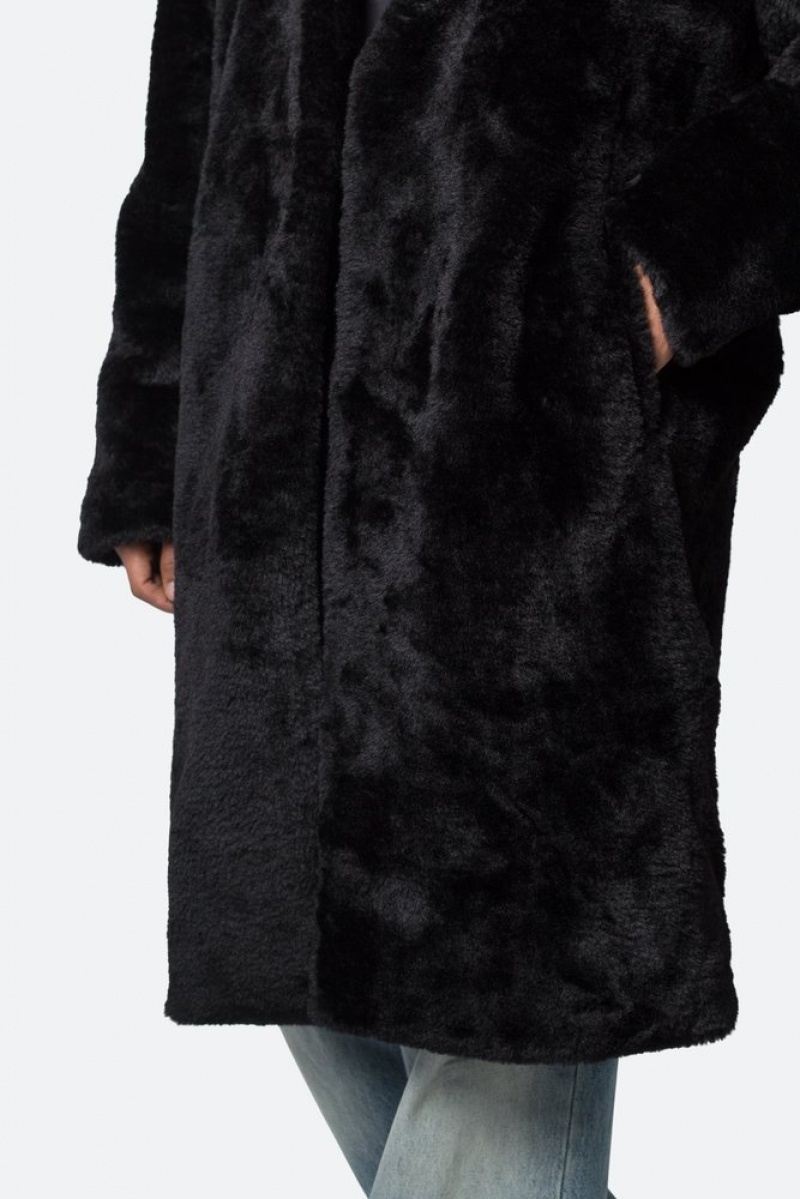 Mnml Faux Fur Coat Jackets Black | XH26-C1DH