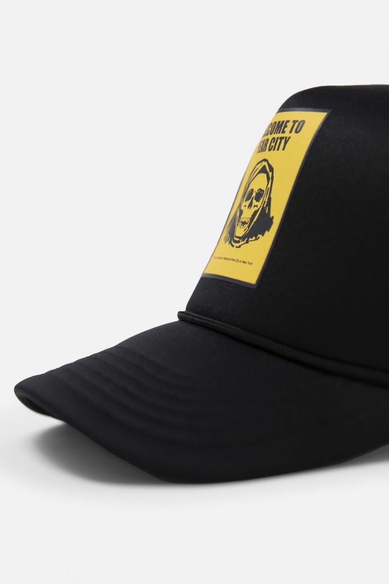 Mnml Fear City Trucker Cap Hats Black/Yellow | DV56-R2XB