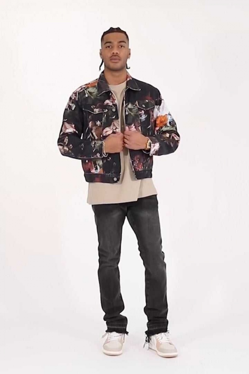 Mnml Floral Trucker Jacket Jackets Multi | GX70-I5YL