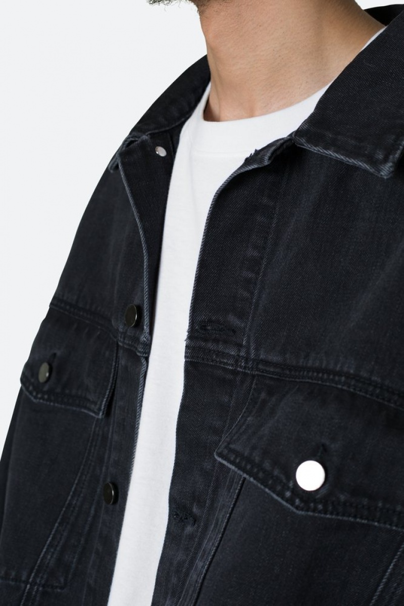 Mnml Frayed Denim Jacket Jackets Washed Black | DM04-H7VK