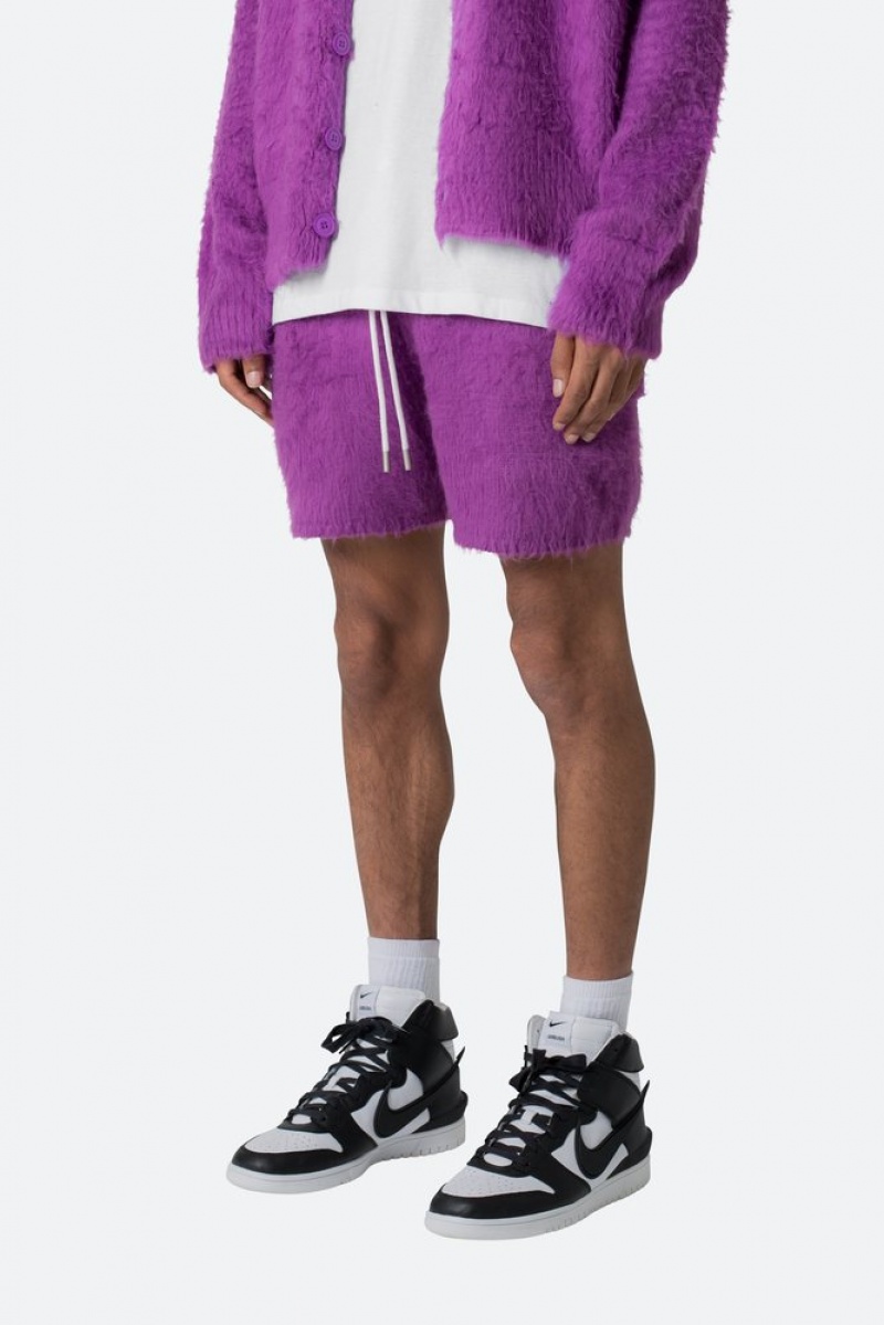 Mnml Fuzzy Sweatshorts Shorts Purple | QL74-R4FC