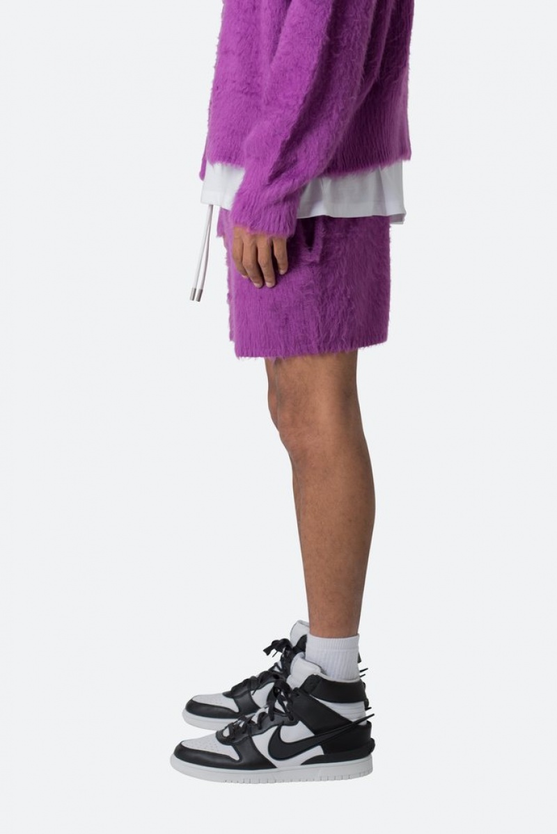 Mnml Fuzzy Sweatshorts Shorts Purple | QL74-R4FC