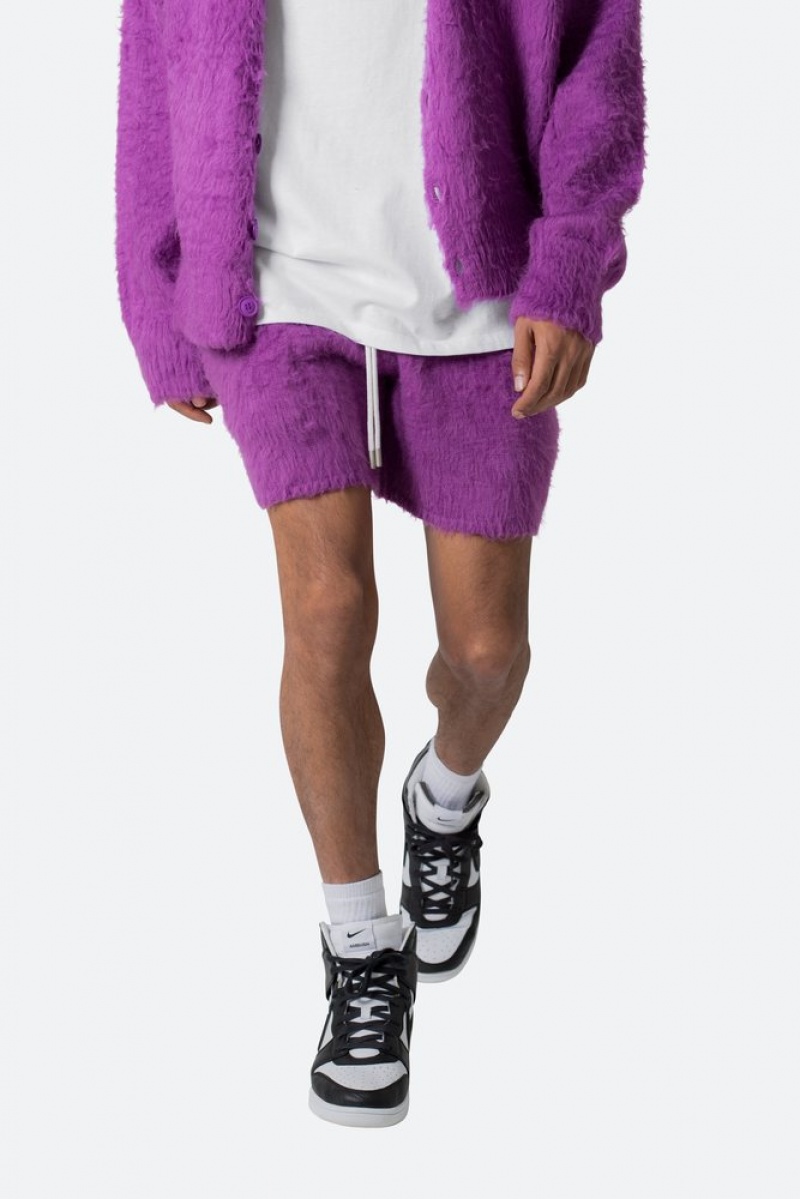 Mnml Fuzzy Sweatshorts Shorts Purple | QL74-R4FC