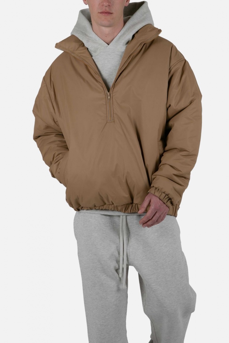 Mnml Half Zip Pullover Puffer Jackets Tan | UX68-J5VU