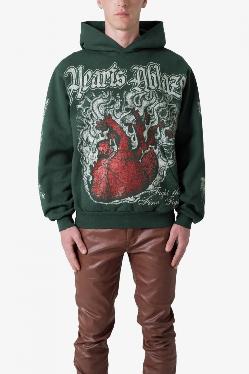 Mnml Hearts Ablaze Hoodie Hoodie Green | EN72-R9BS